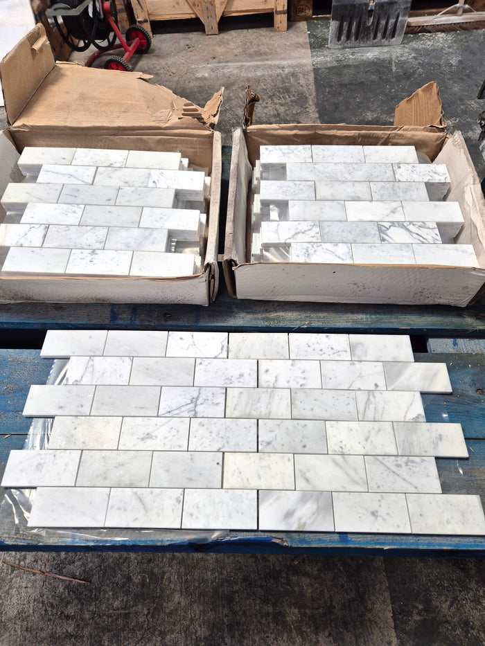 Italian Carrara Marble Subway Mosaic - Job Lot - 1.75m2